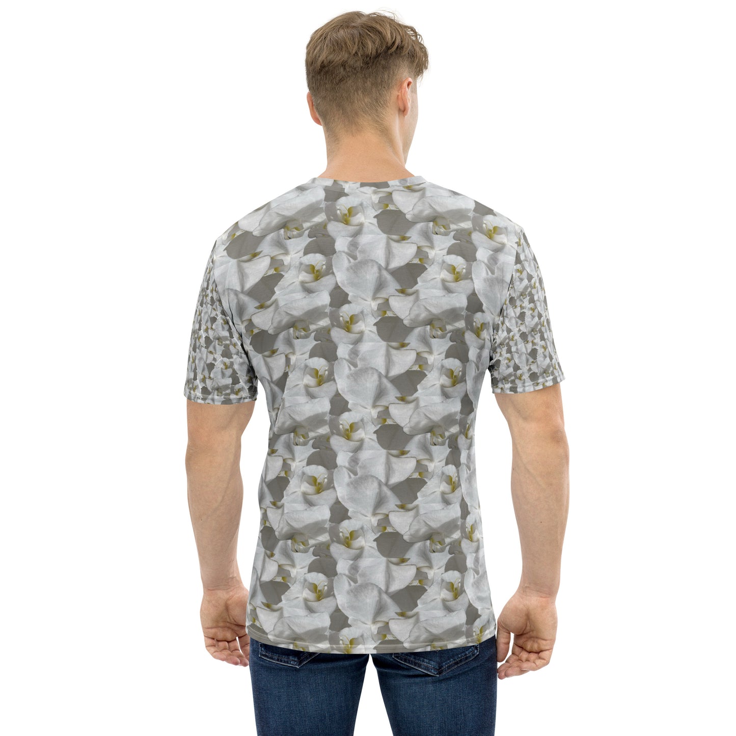 Men White Flower Tee