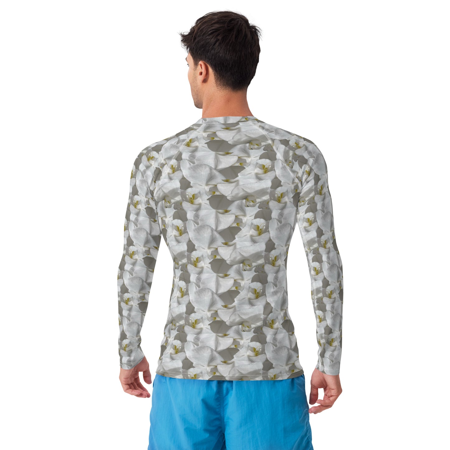Men White Flowerprint Rashie
