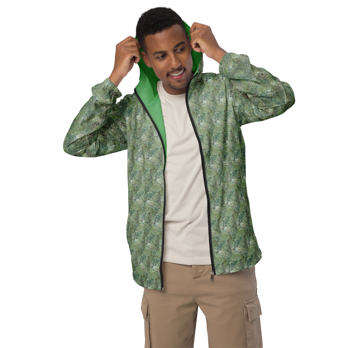 Men Leafy Print Light Jacket