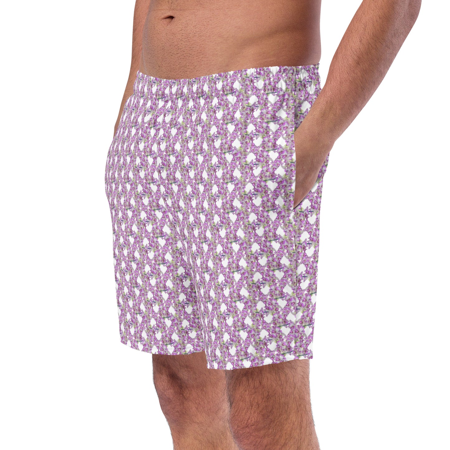 Pink Flowermail Swim Trunks