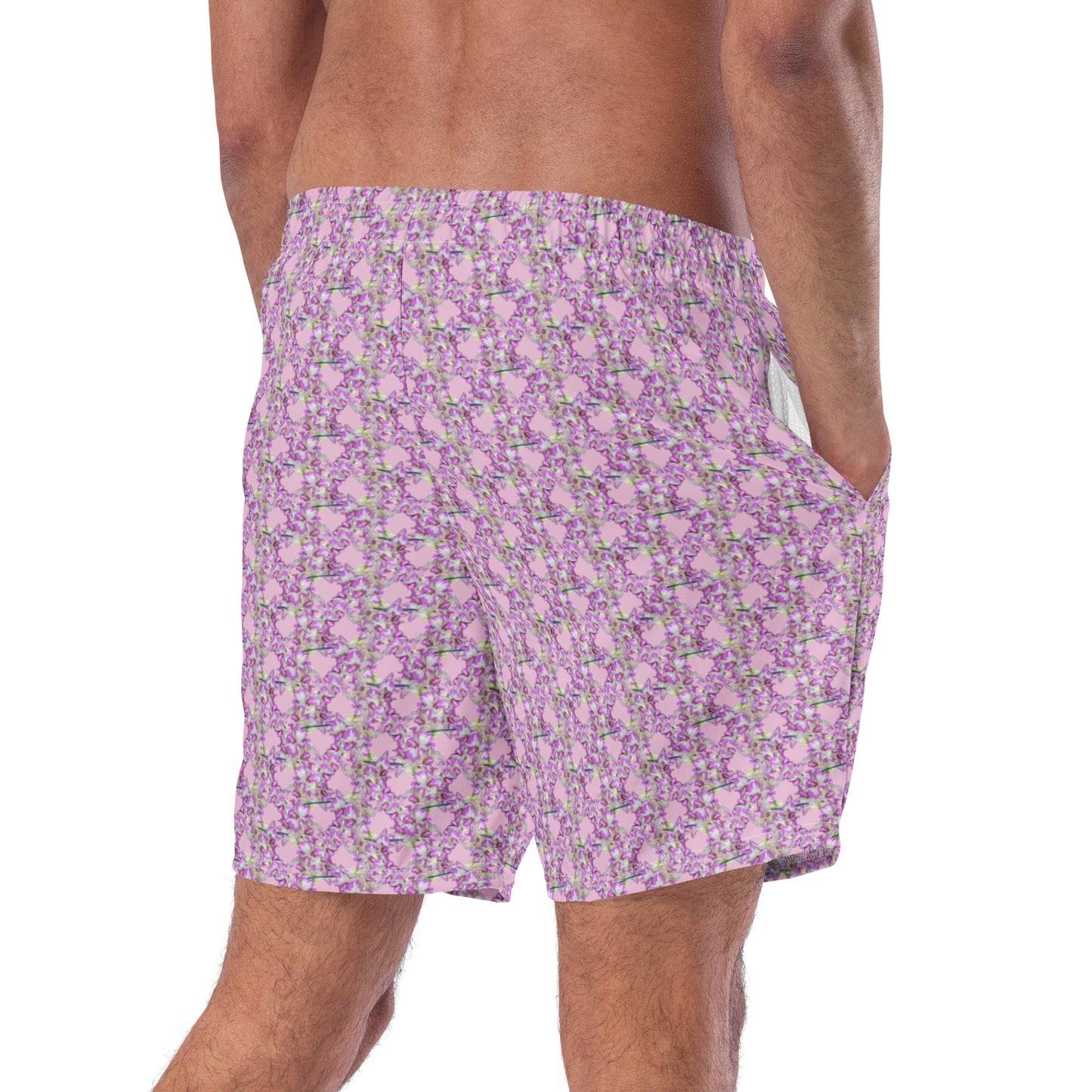 Pink Pink Flowermail Swim Trunks