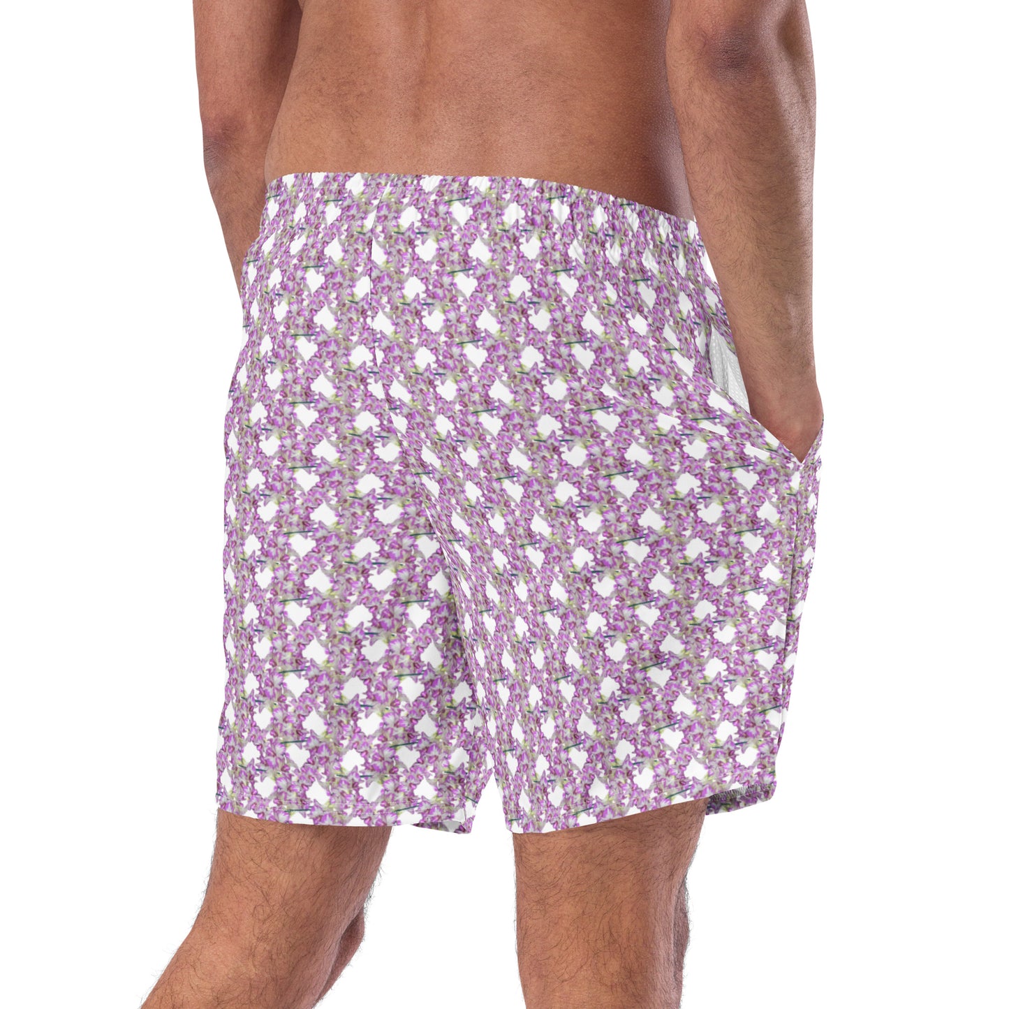 Pink Flowermail Swim Trunks