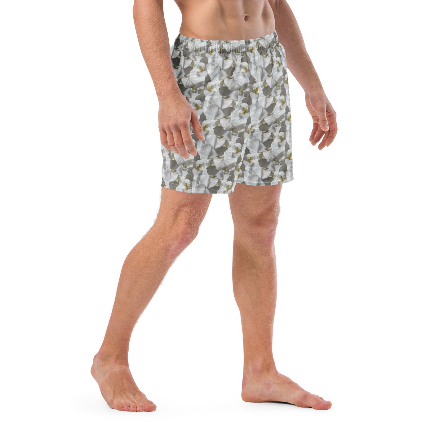 White Flower Swim Trunks