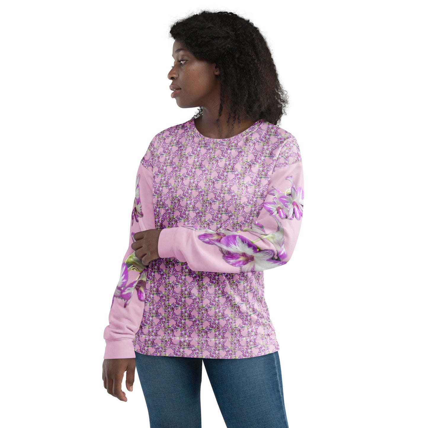 Unisex Pink Pink Flowermail Sweatshirt V1