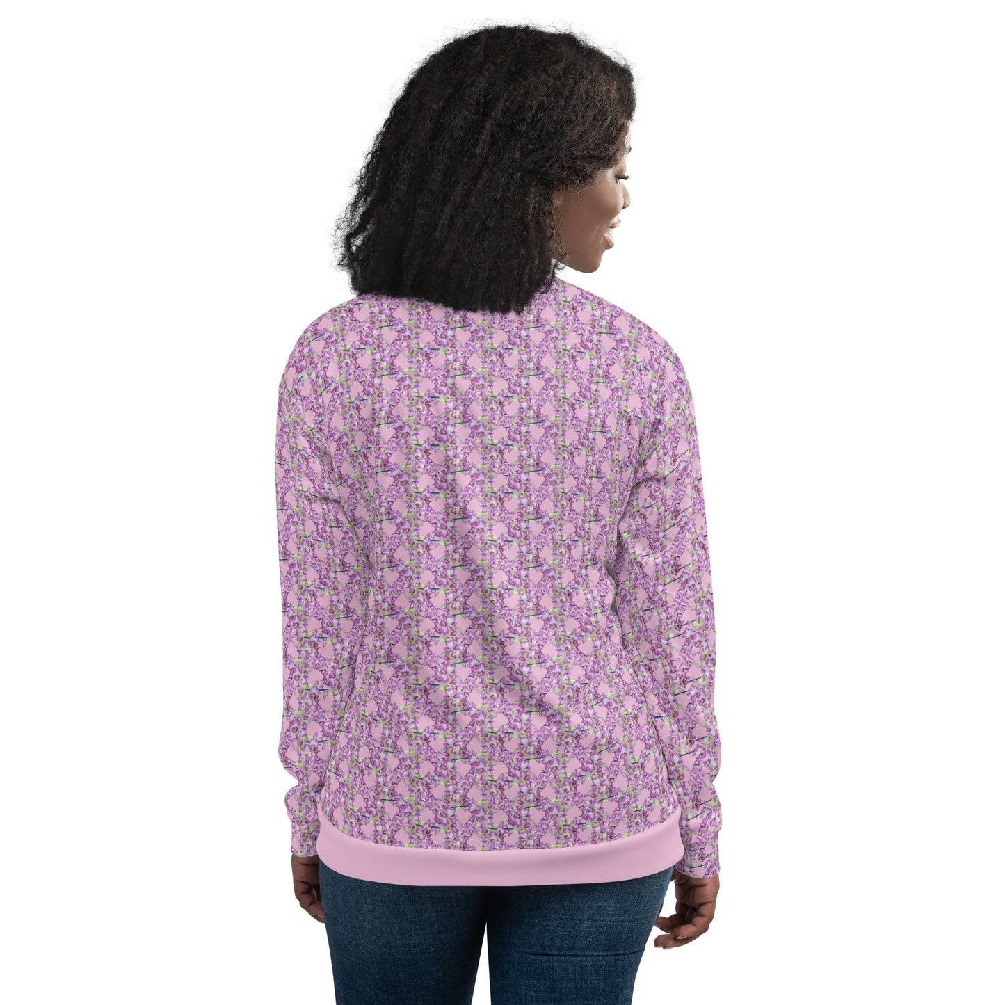 Unisex Pink Pink Flowermail Bomber Jacket V1