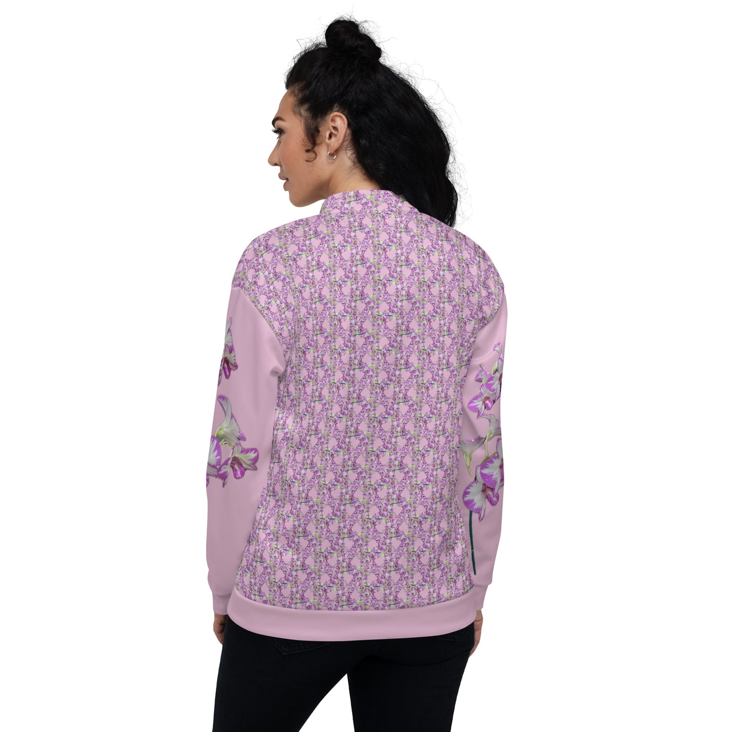 Unisex Pink Pink Flowermail Bomber Jacket V2