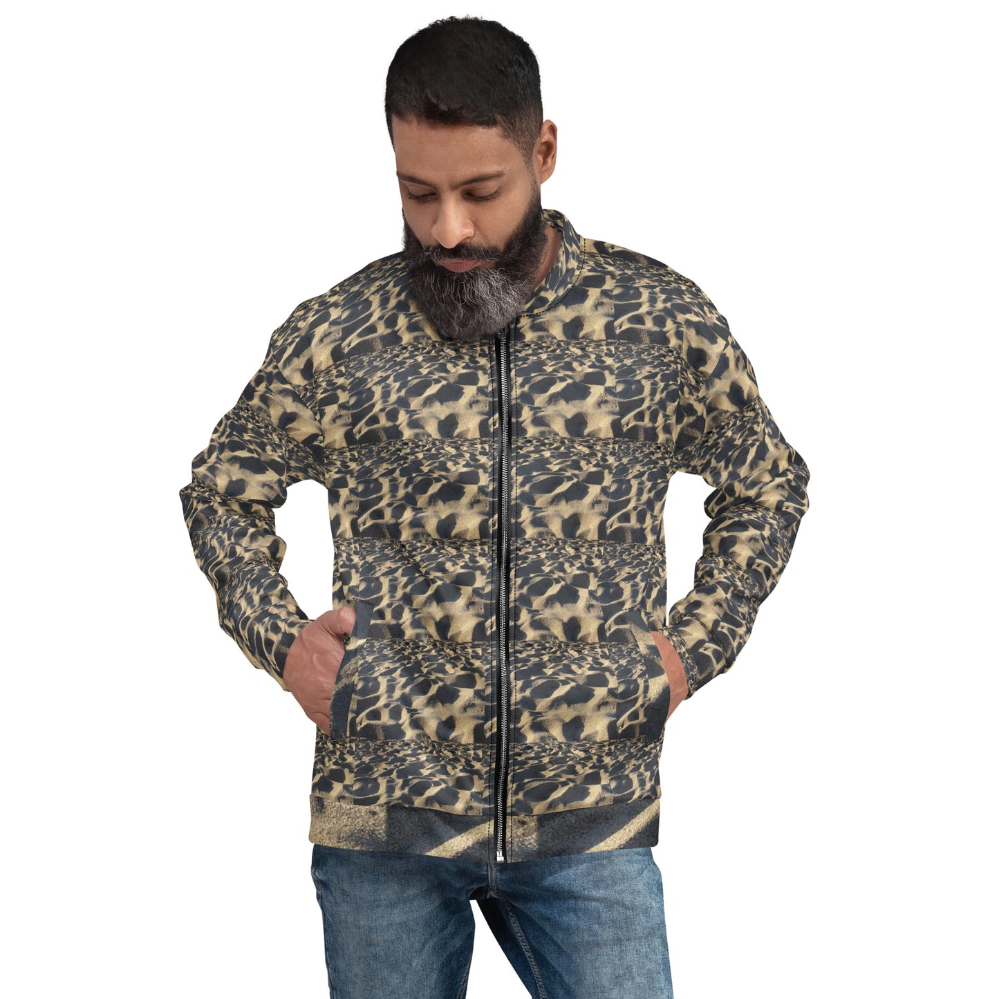 Unisex Busy Beach Print Bomber '24