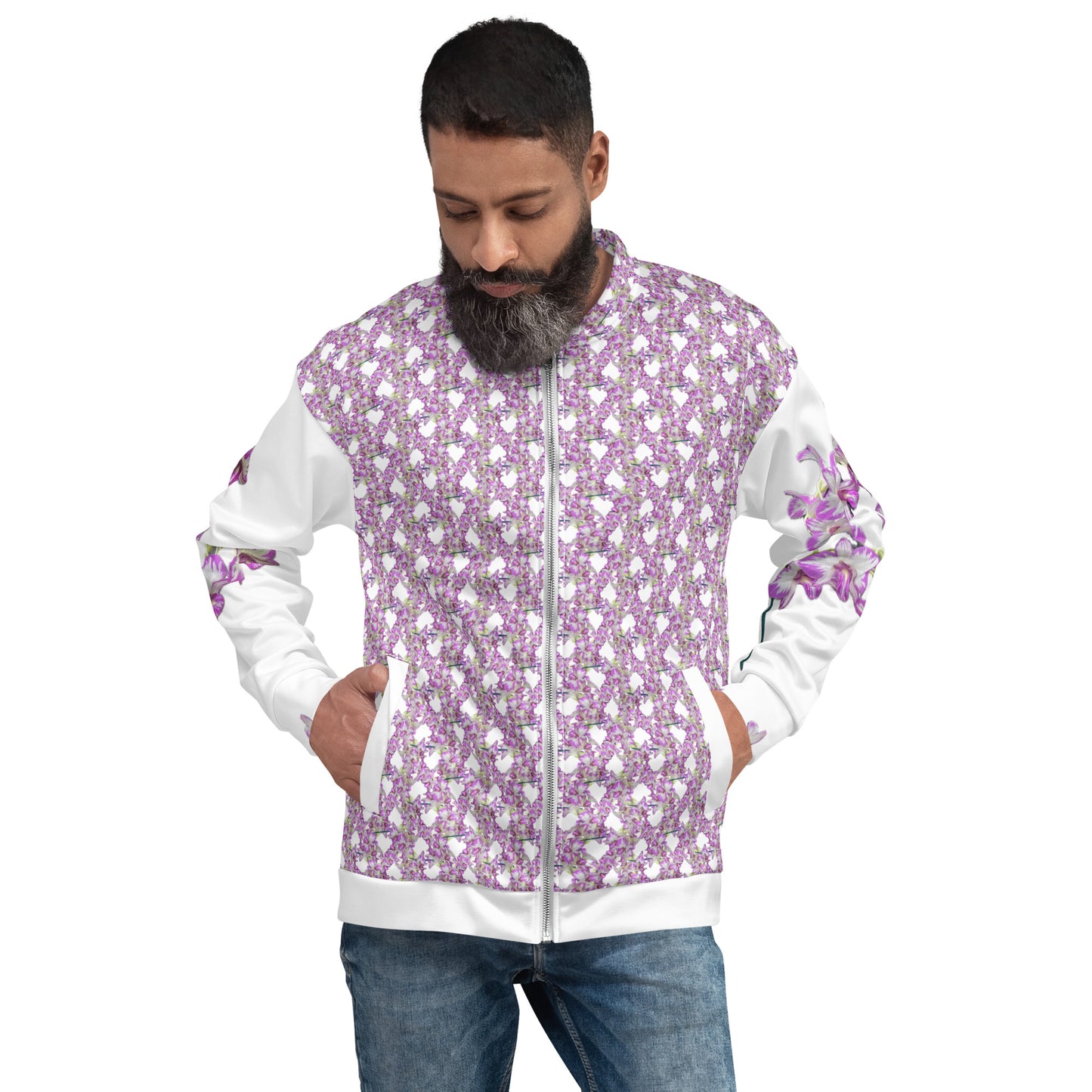 Unisex Pink Flowermail Bomber Jacket V2