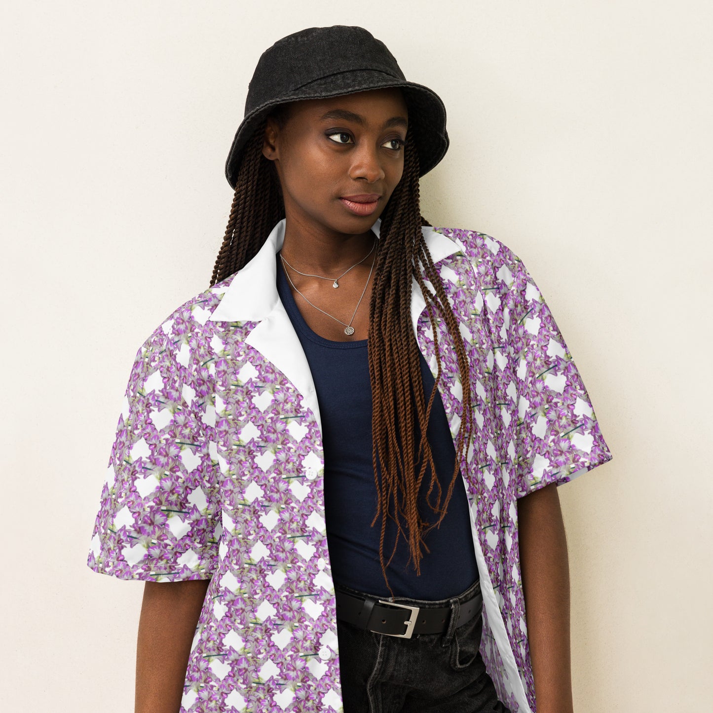 Unisex Pink Flowermail button shirt