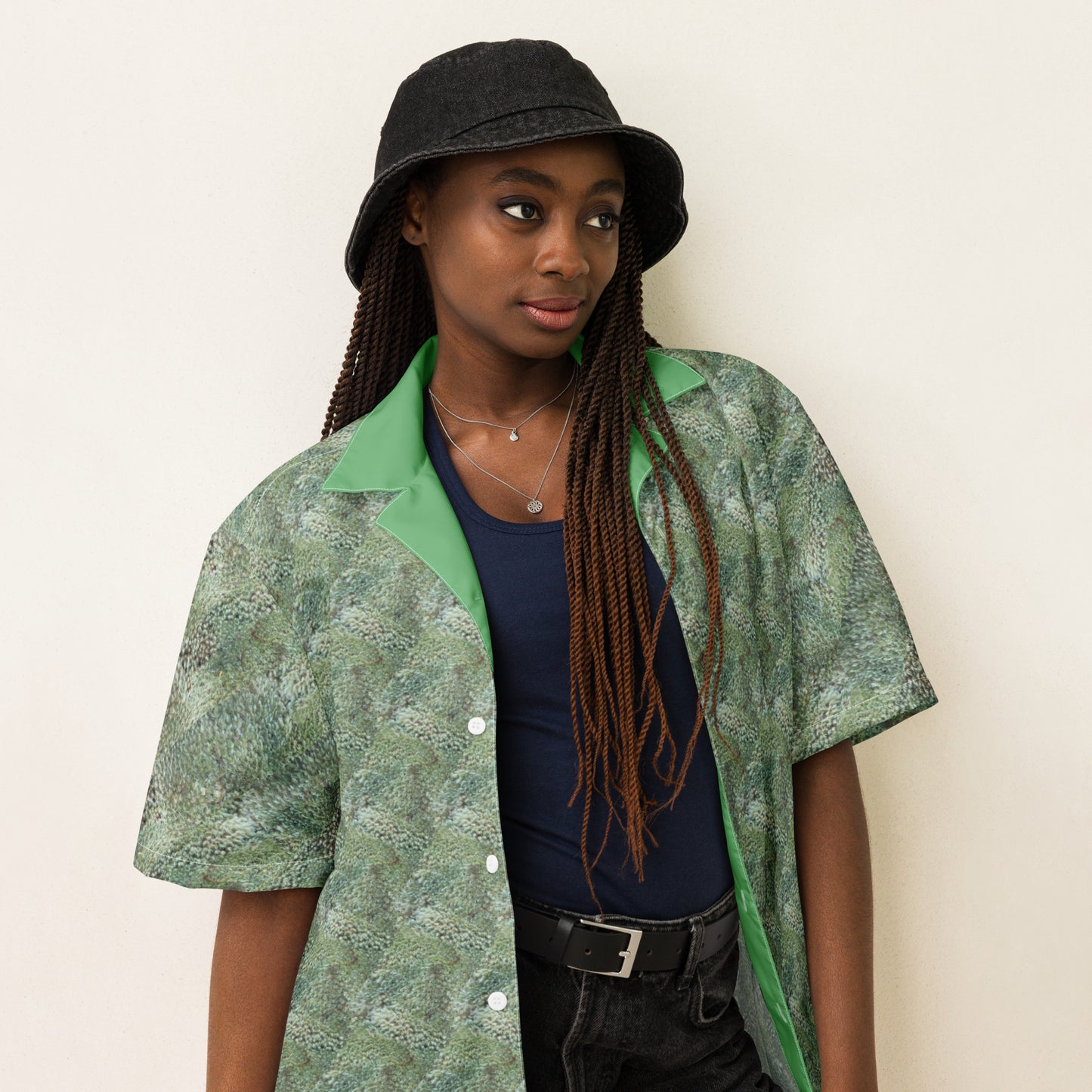 Unisex Leafy Print button shirt