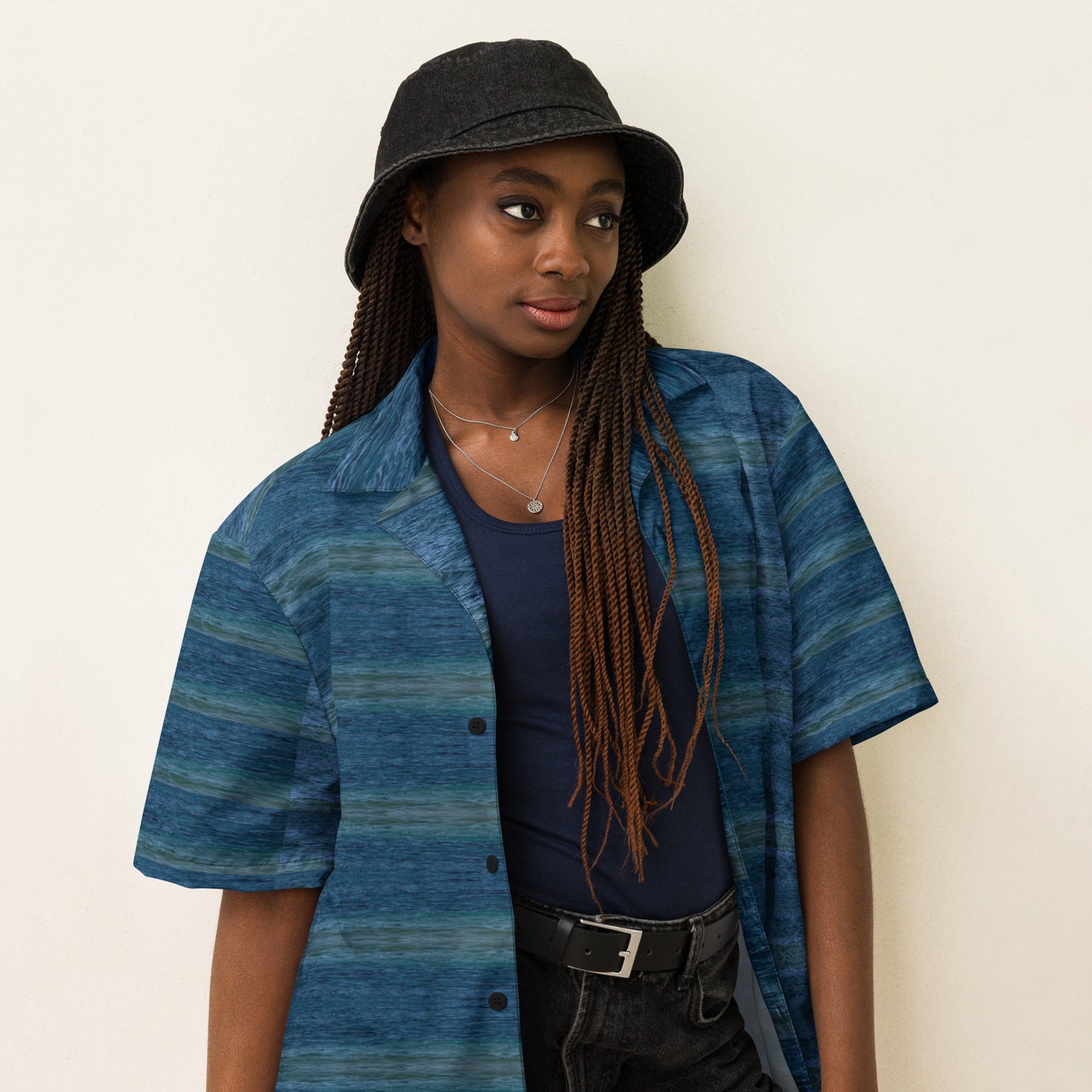 Unisex waterprint button shirt