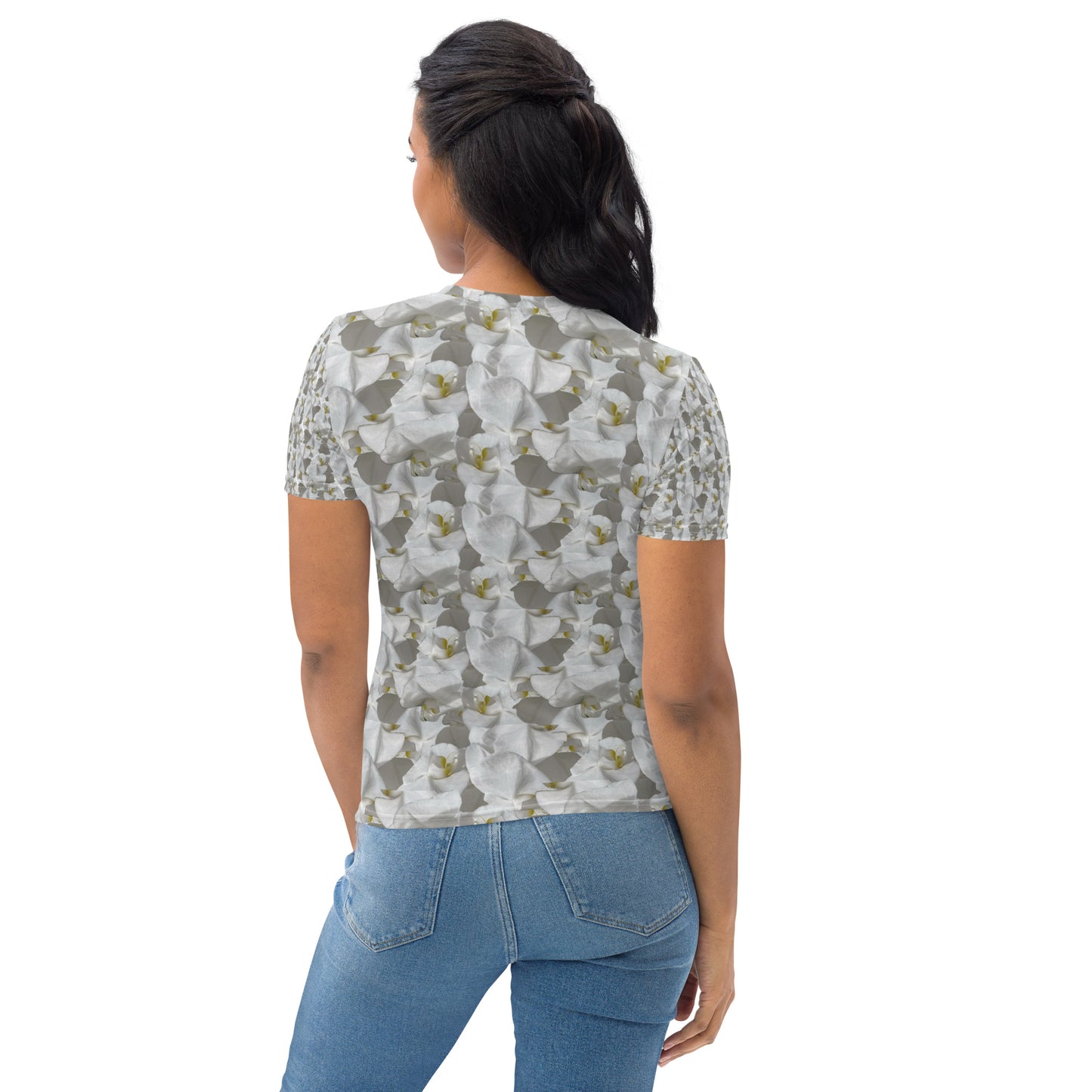 Women White Flower Tee