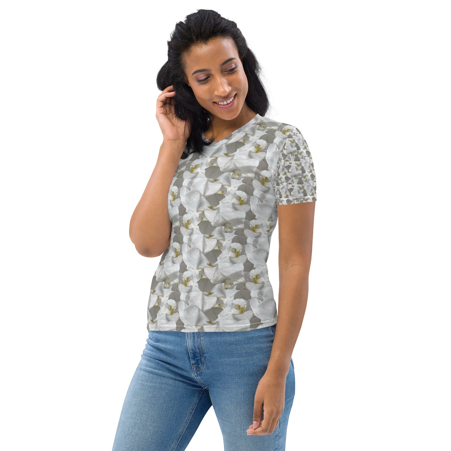 Women White Flower Tee