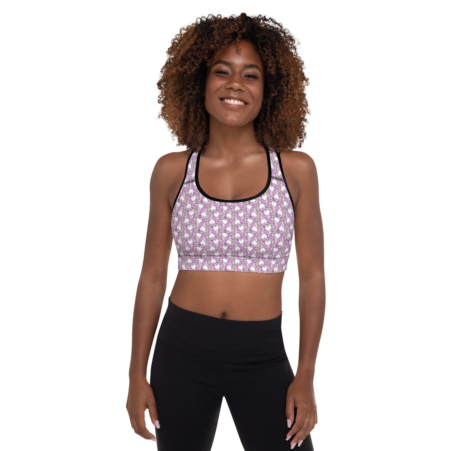 Pink Flowermail Sports Bra