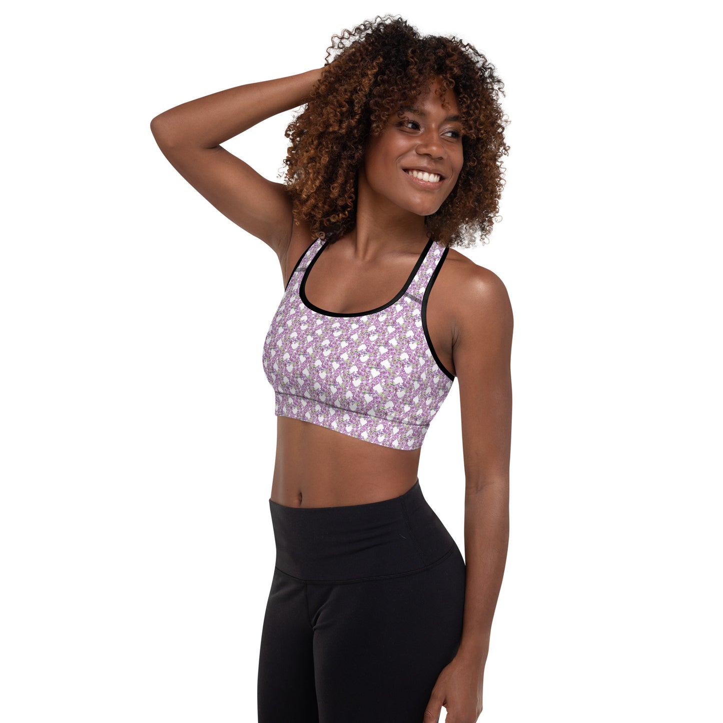 Pink Flowermail Sports Bra