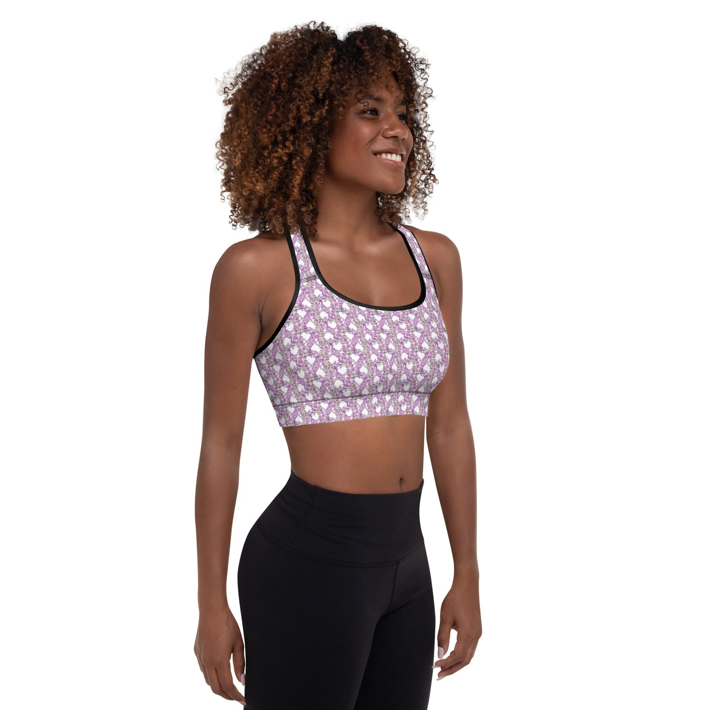 Pink Flowermail Sports Bra