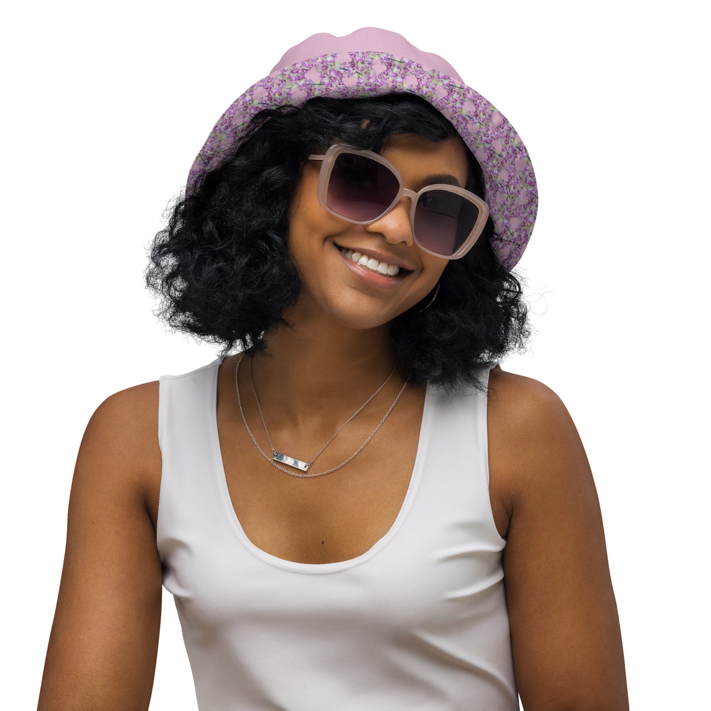 Pink Pink Flowermail Reversible bucket hat