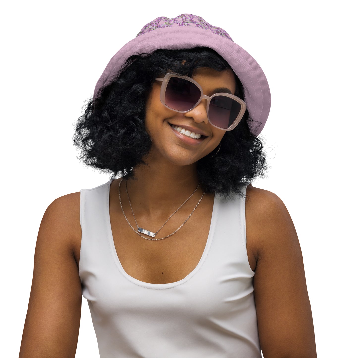 Pink Pink Flowermail Reversible bucket hat