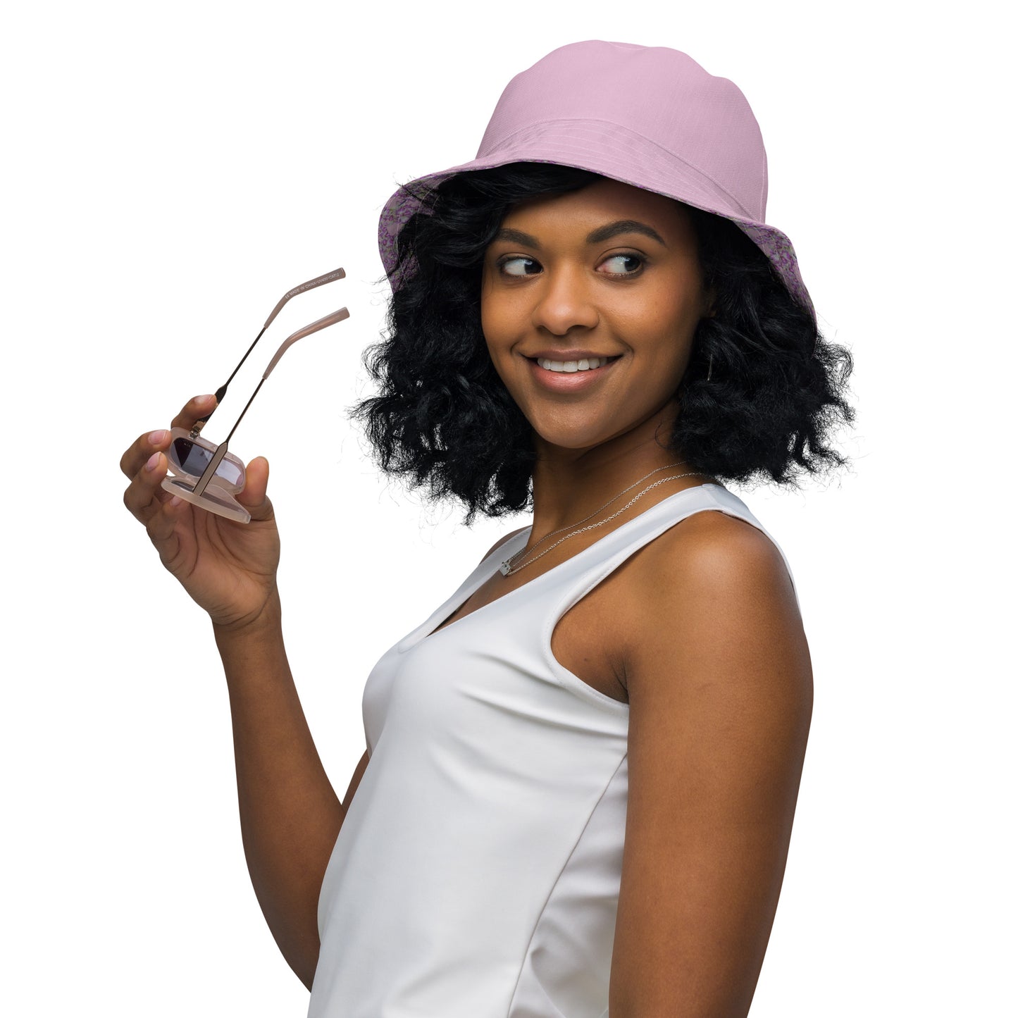 Pink Pink Flowermail Reversible bucket hat