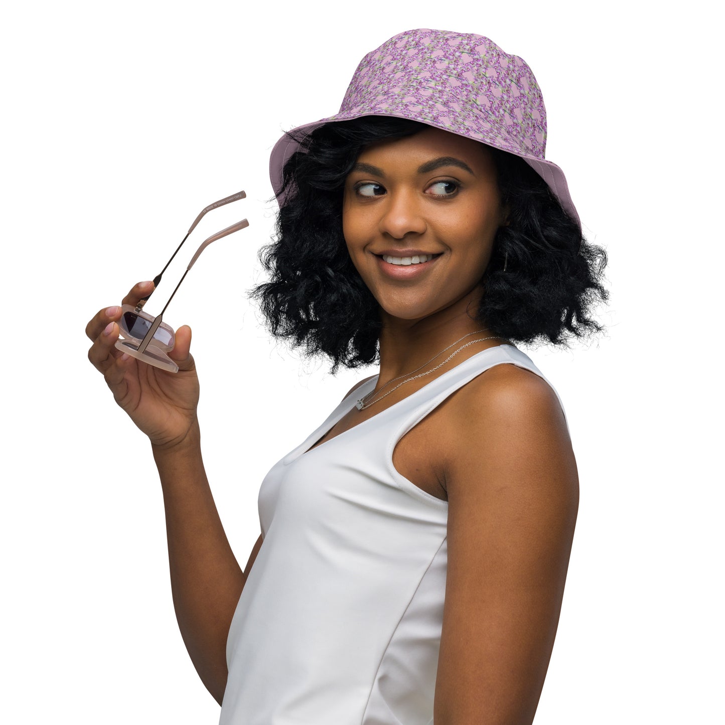 Pink Pink Flowermail Reversible bucket hat