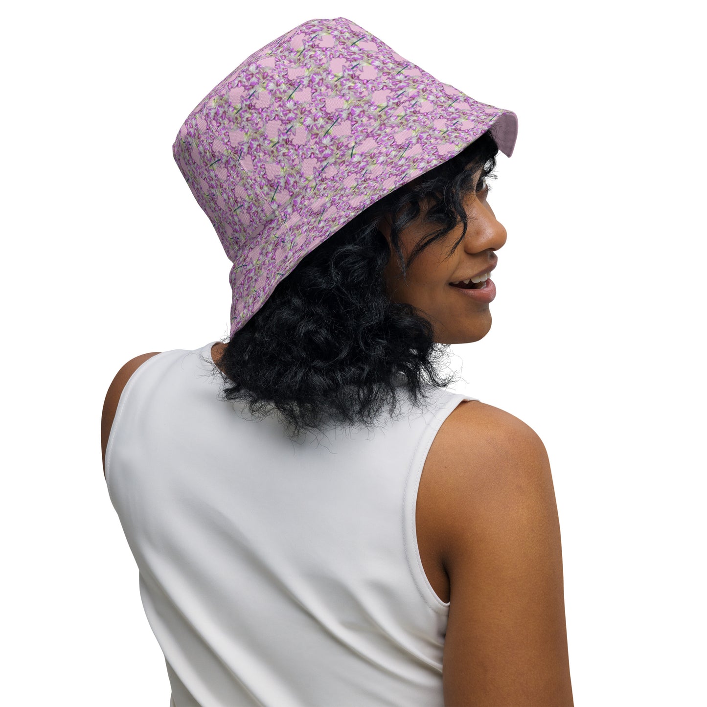 Pink Pink Flowermail Reversible bucket hat